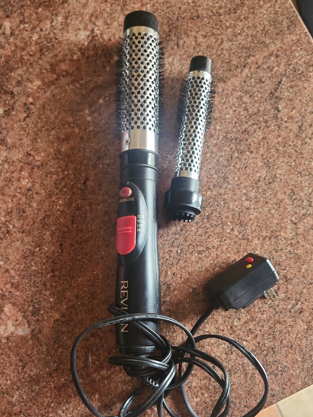 Revlon Black and Silver Hot Air Styler with Interchangeable Barrels